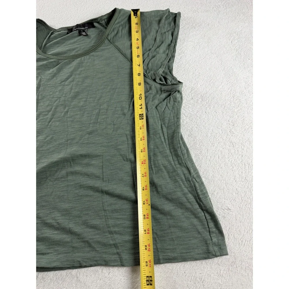 White House Black Market Sage Green Ruffle Cap Sleeve Slub Knit Tee Large